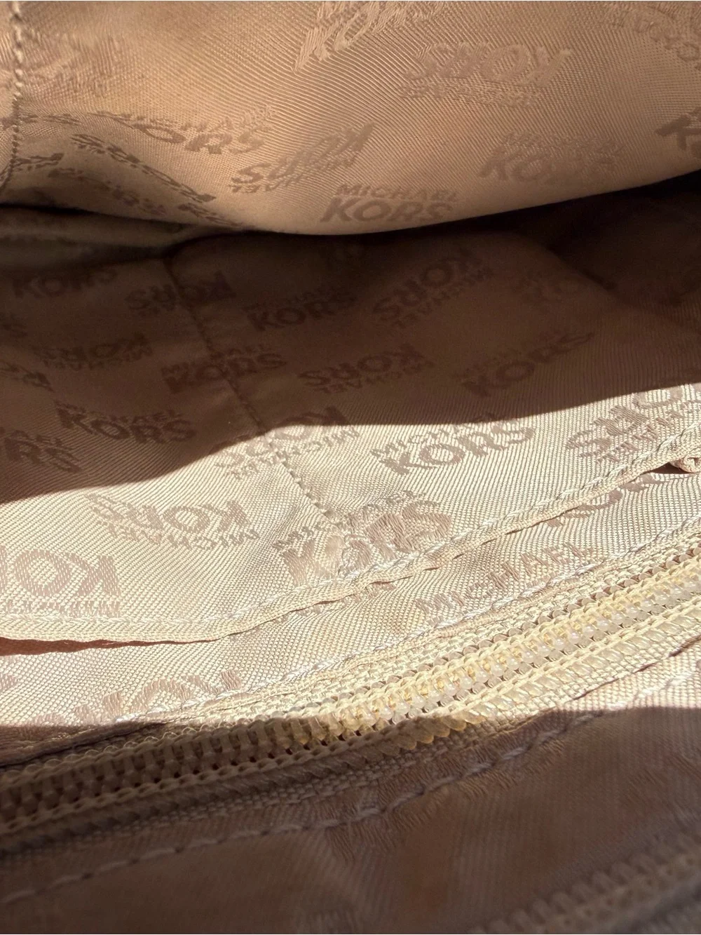 Michael Kors Pebbled Leather Crossbody in Light Taupe with Gold Hardware